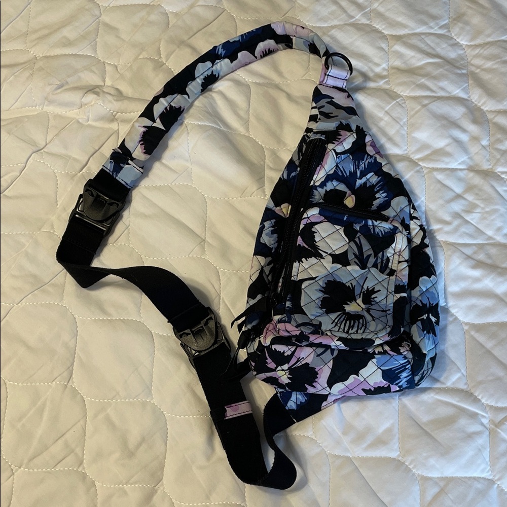 Vera Bradley blue floral small sling backpack
